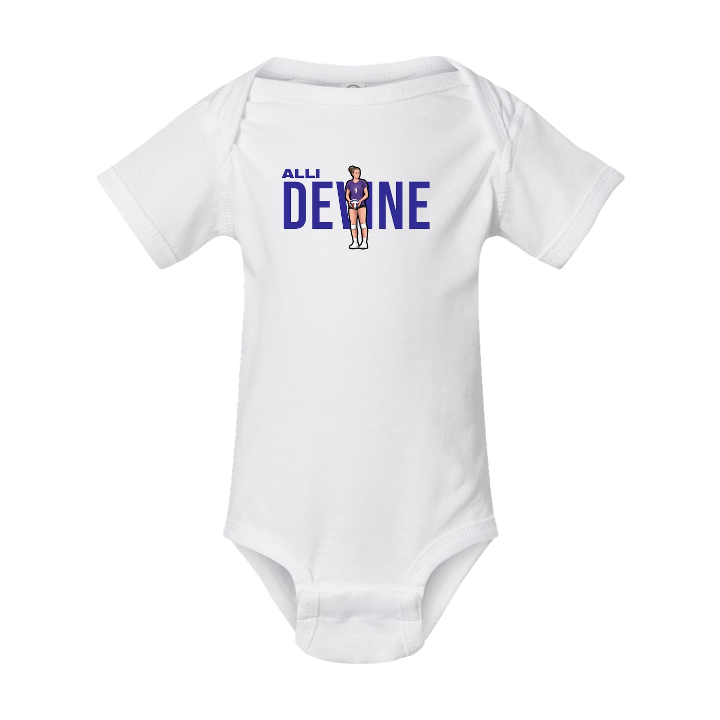 Baby Onesie — Player Name in White