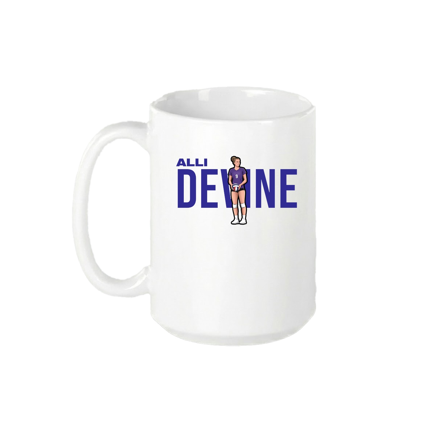 15oz Coffee Mug — Player Name in White