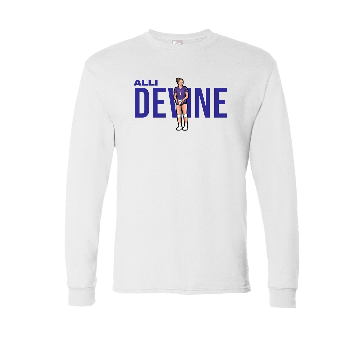 Long Sleeve Tee — Player Name in White
