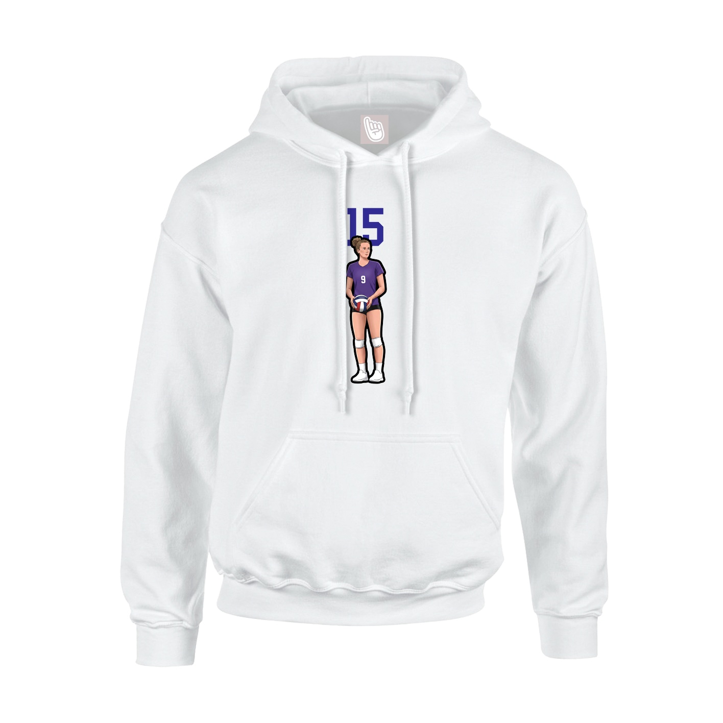 Youth Hoodie — Number Top in White