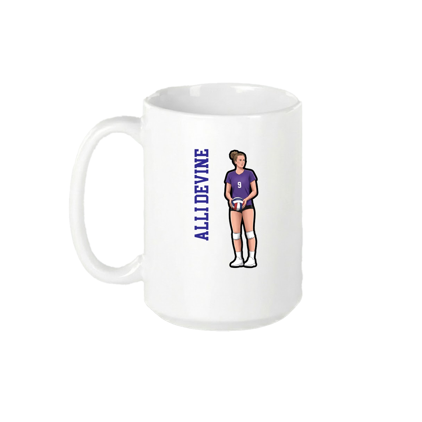 15oz Coffee Mug — Name Vertical in White