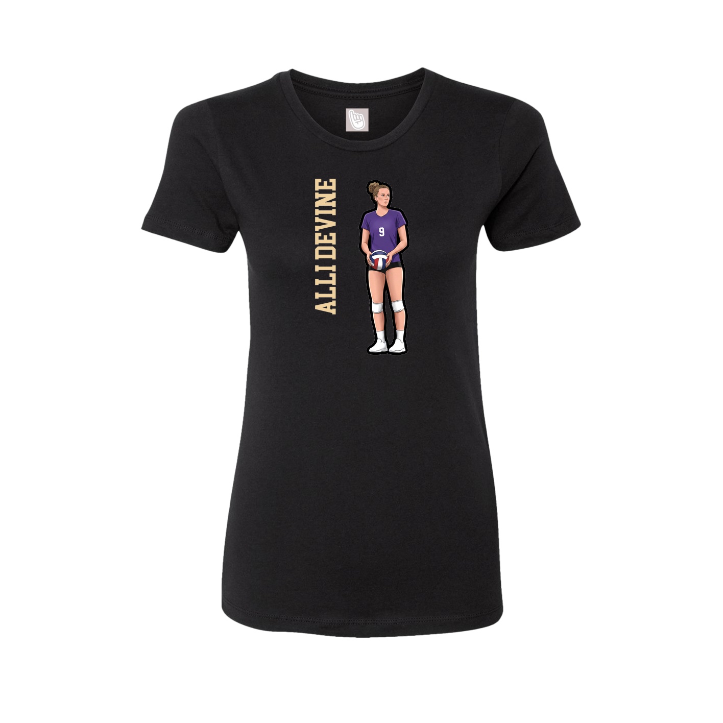 Fitted Women's Tee — Name Vertical in Black