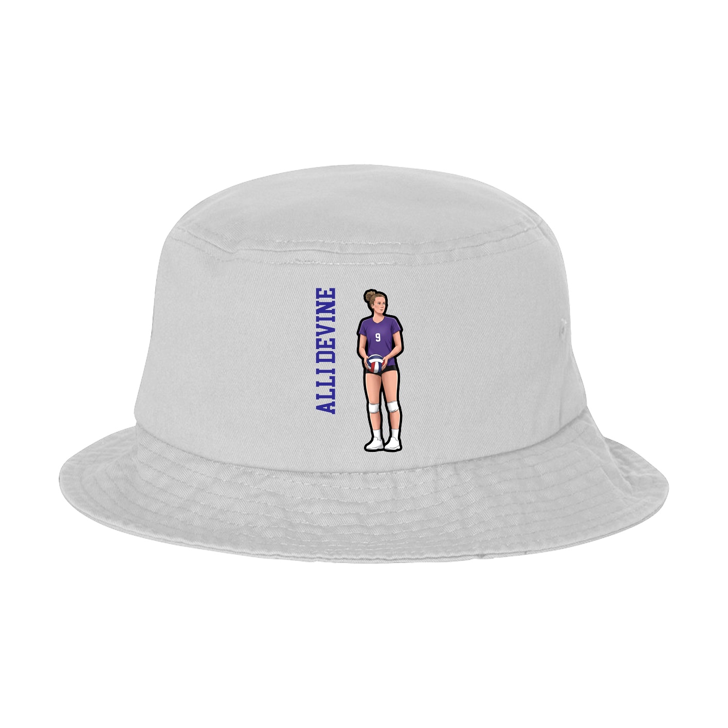 Bucket Cap — Name Vertical in White