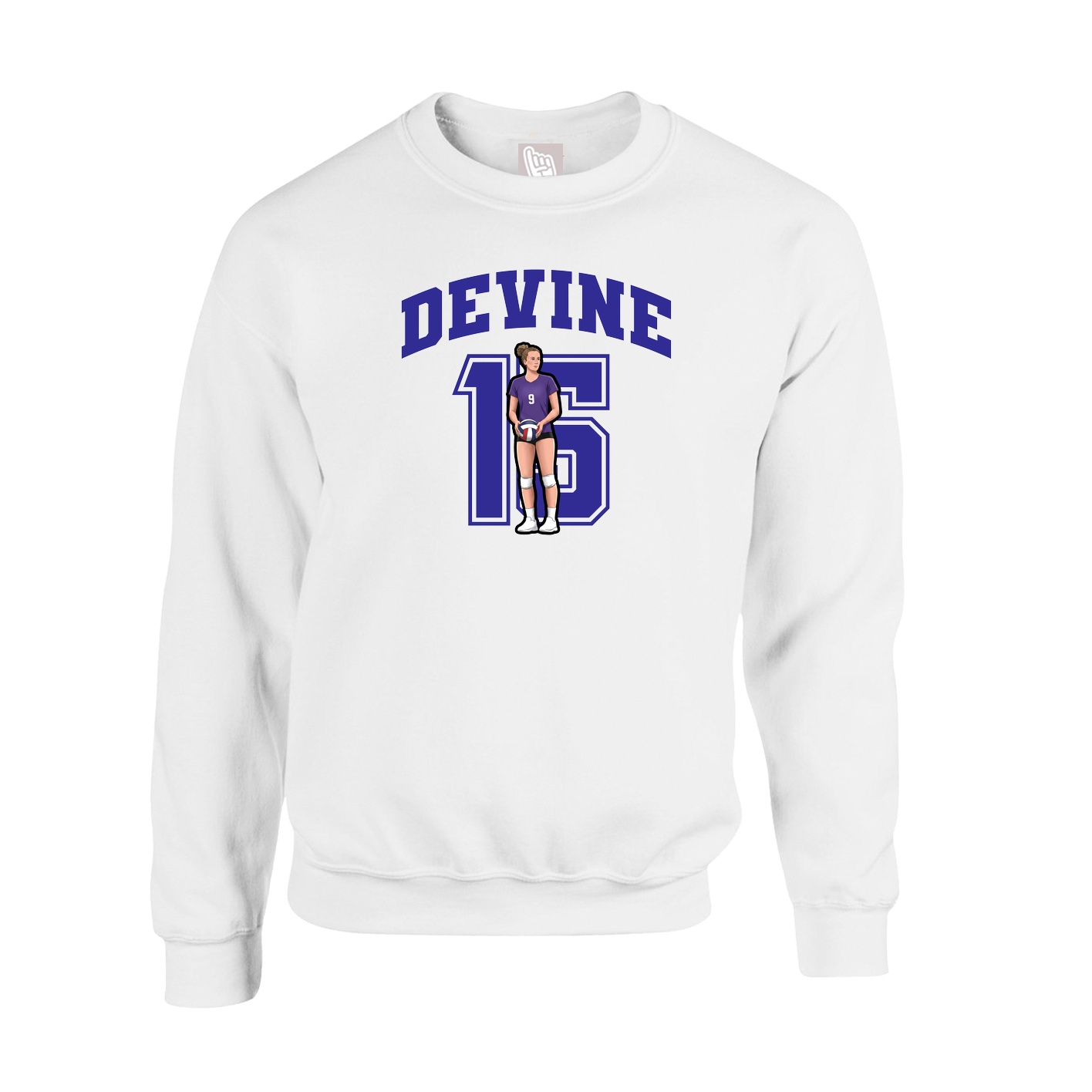Fleece Crew — Number in White