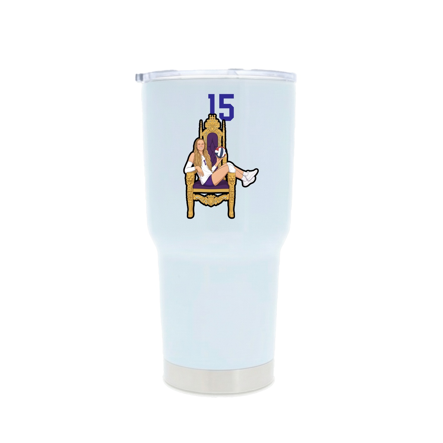 30oz Stainless Steel Tumbler — Number Top in White