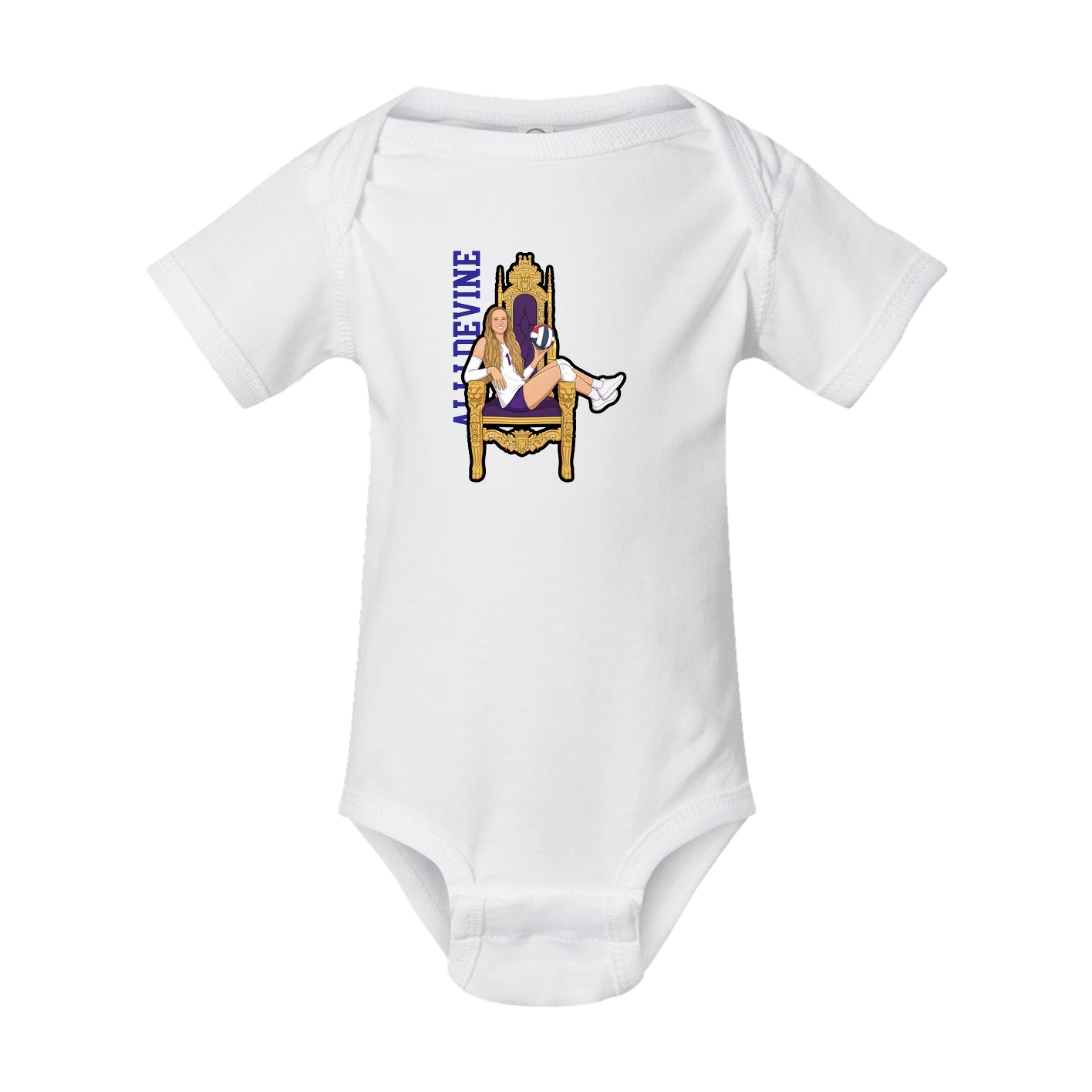 Baby Onesie — Name Vertical in White