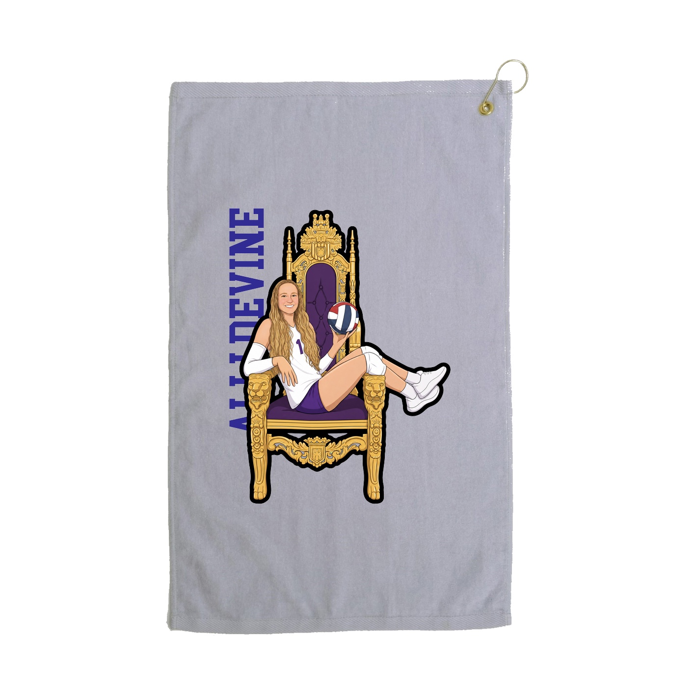 Golf Towel — Name Vertical in Grey