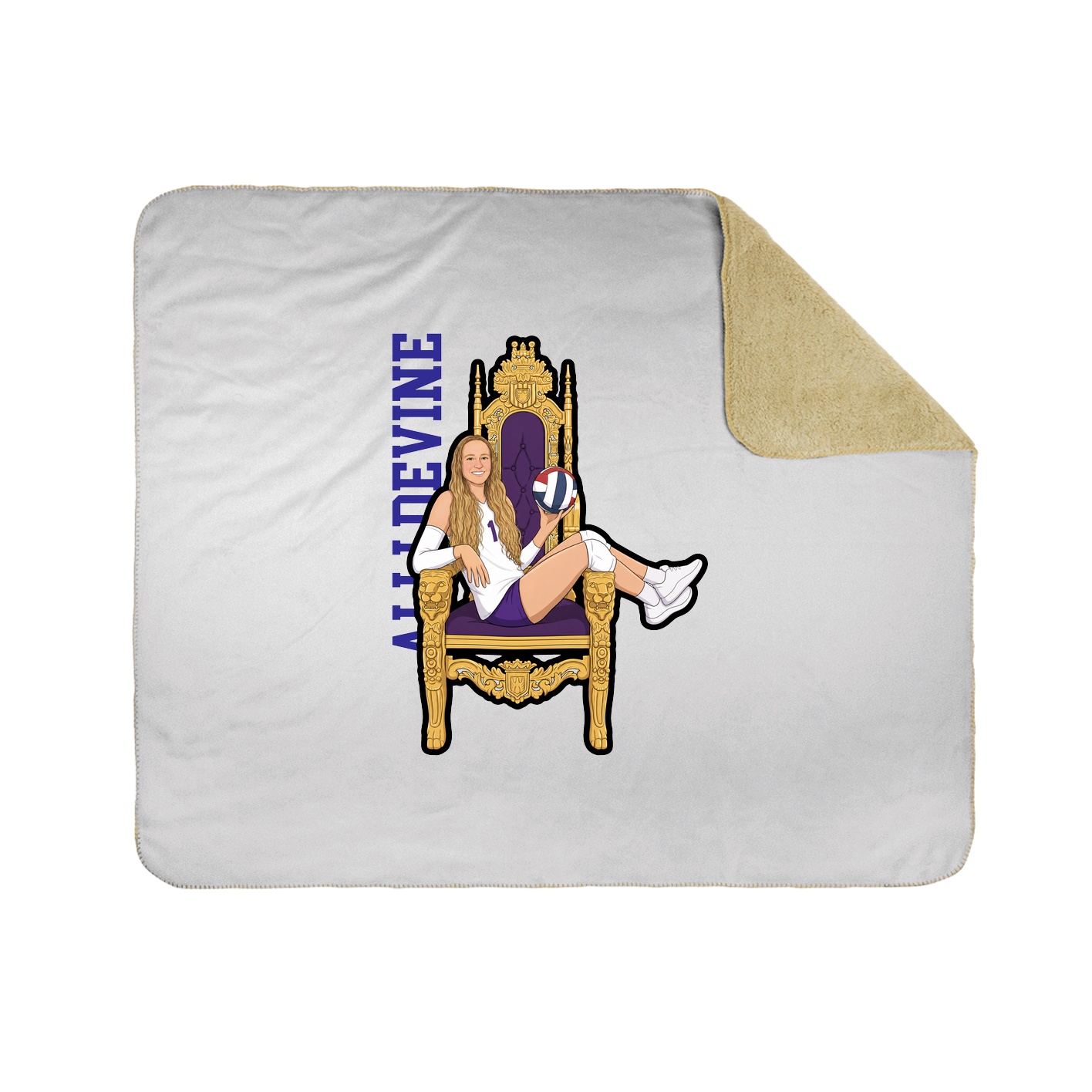 Throw Blanket — Name Vertical in White