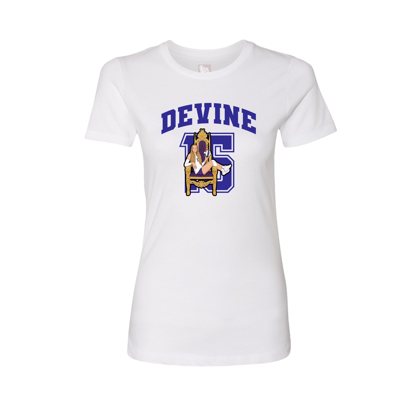 Fitted Women's Tee — Number in White