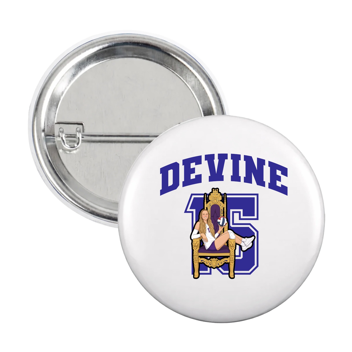 Game Day Button — Number in White
