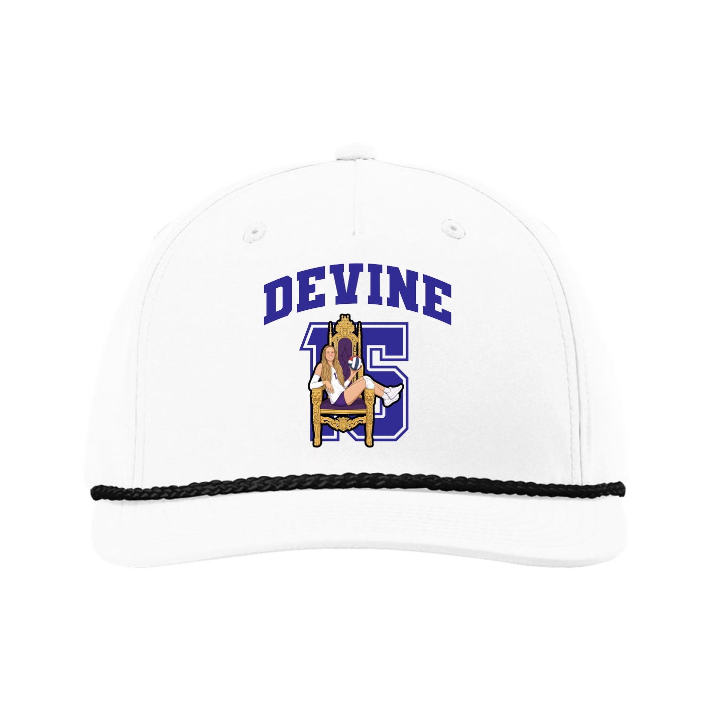 Five-Panel Classic Rope Cap — Number in White