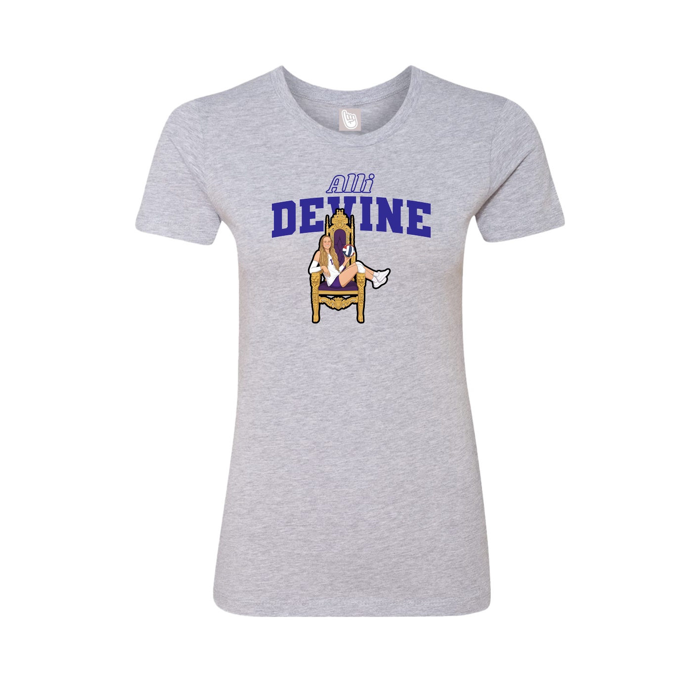 Fitted Women's Tee — Name Arch in Grey