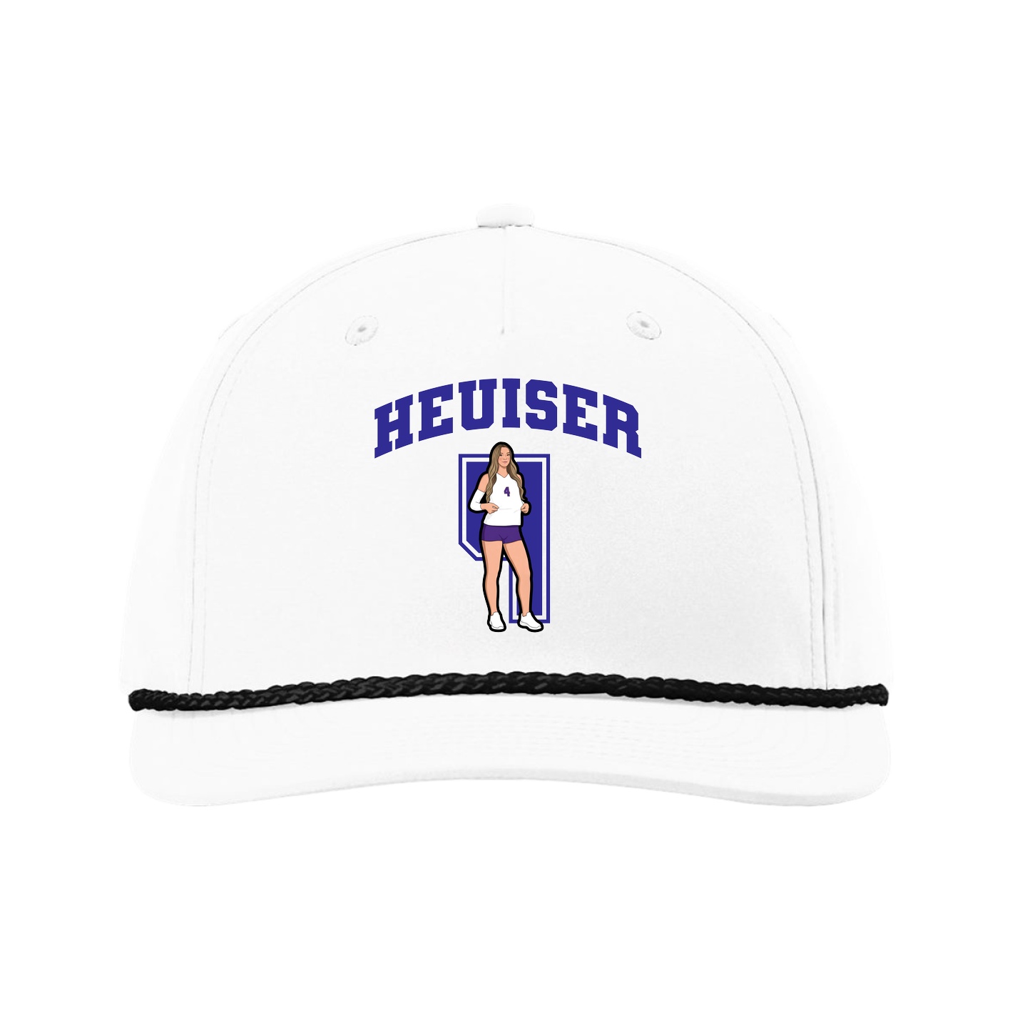 Five-Panel Classic Rope Cap — Number in White