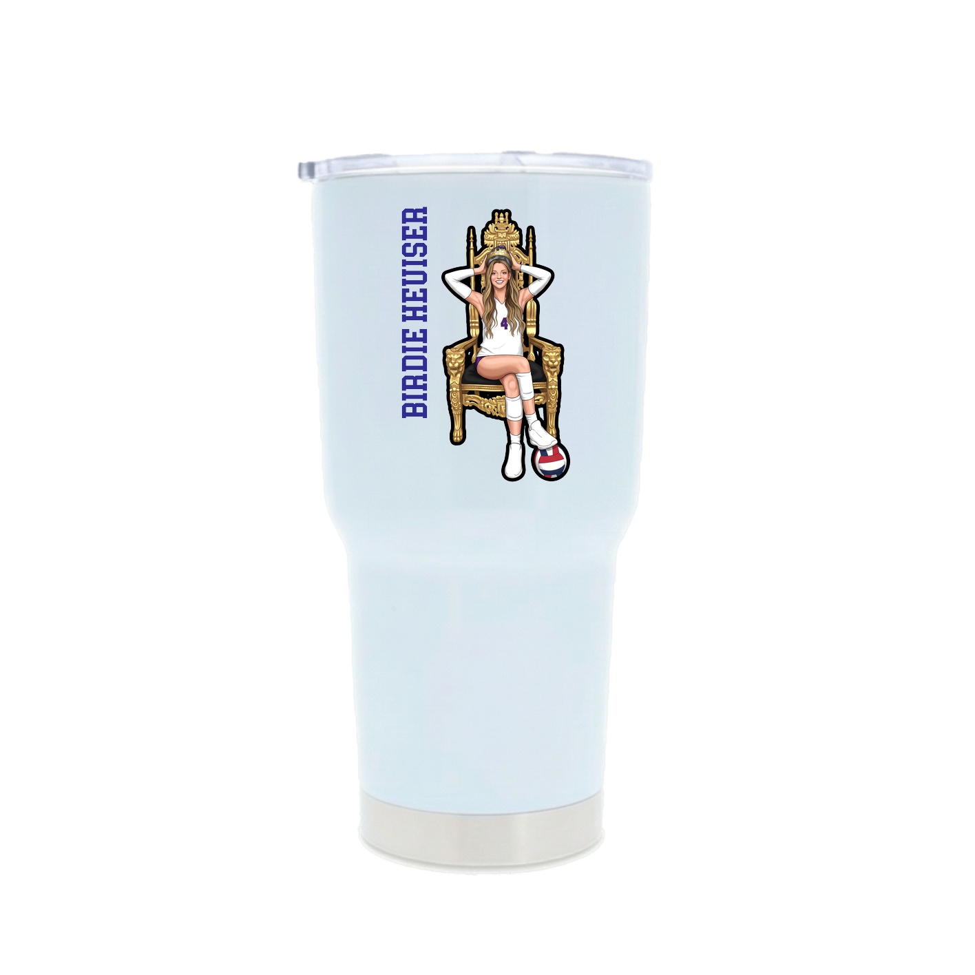 30oz Stainless Steel Tumbler — Name Vertical in White