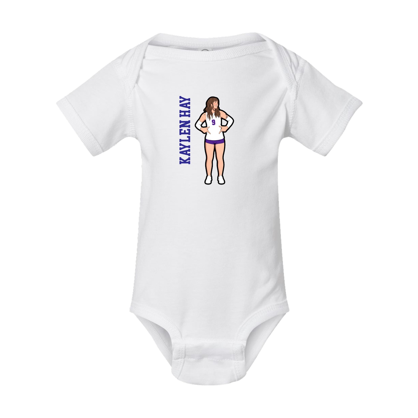 Baby Onesie — Name Vertical in White