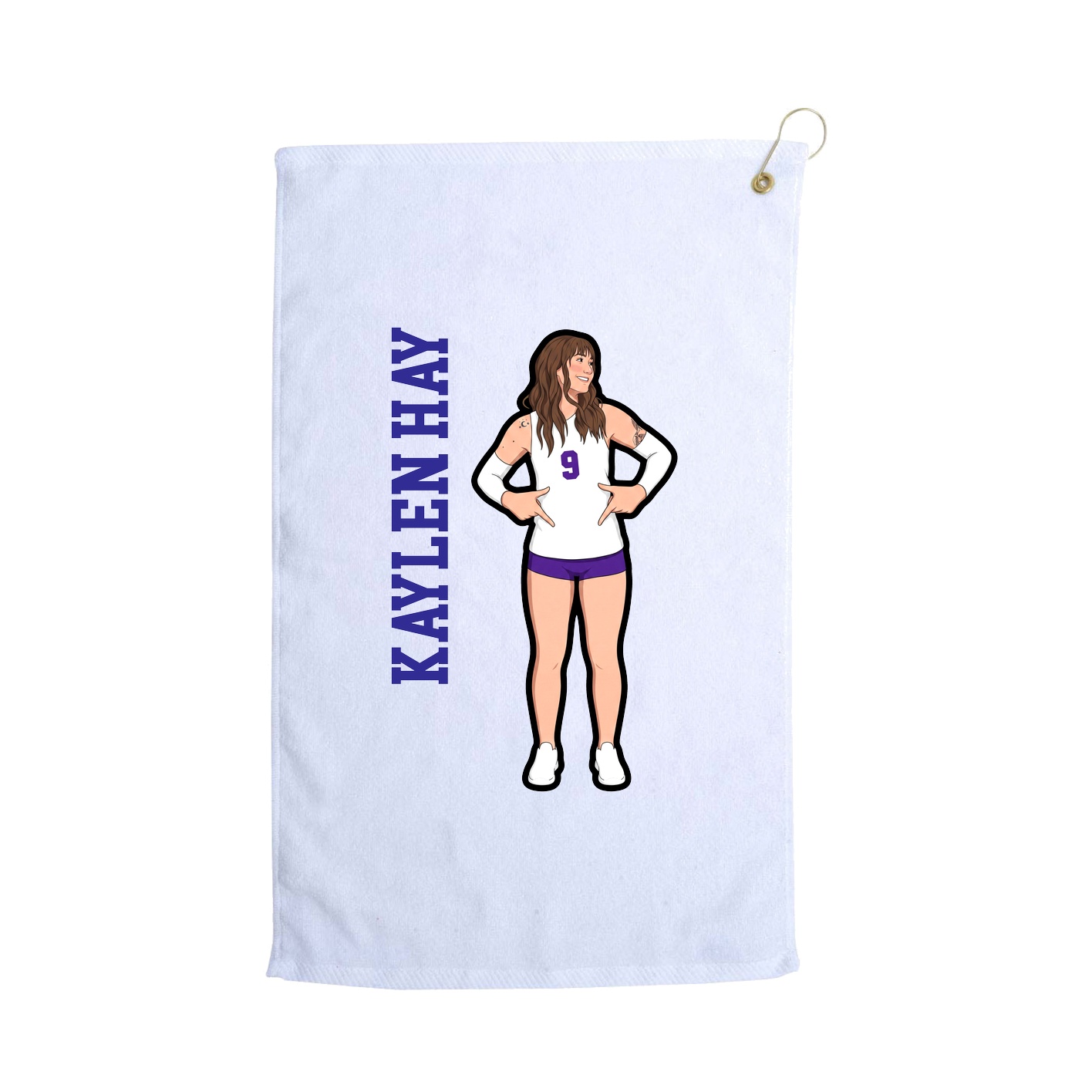 Golf Towel — Name Vertical in White
