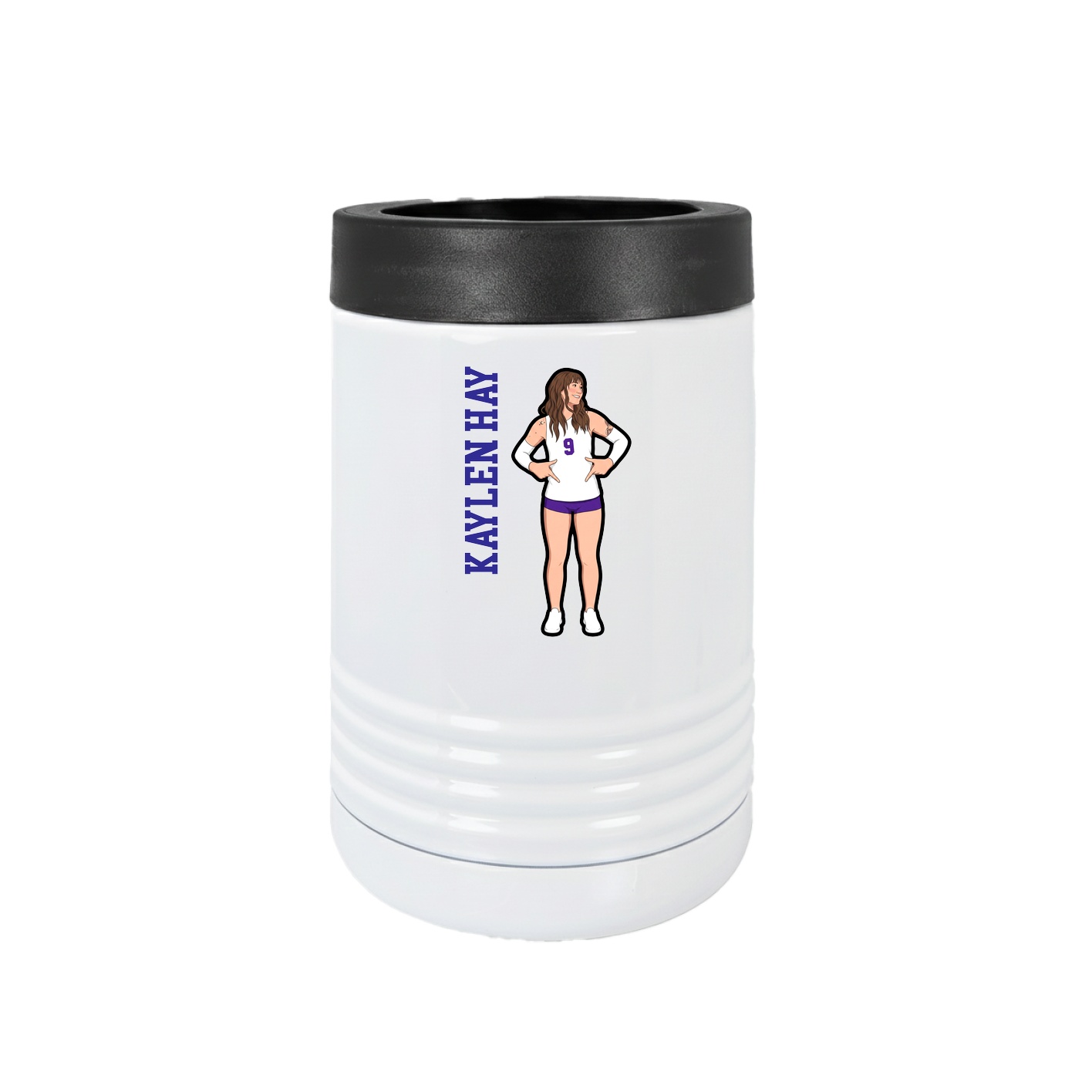 Beverage Holder — Name Vertical in White