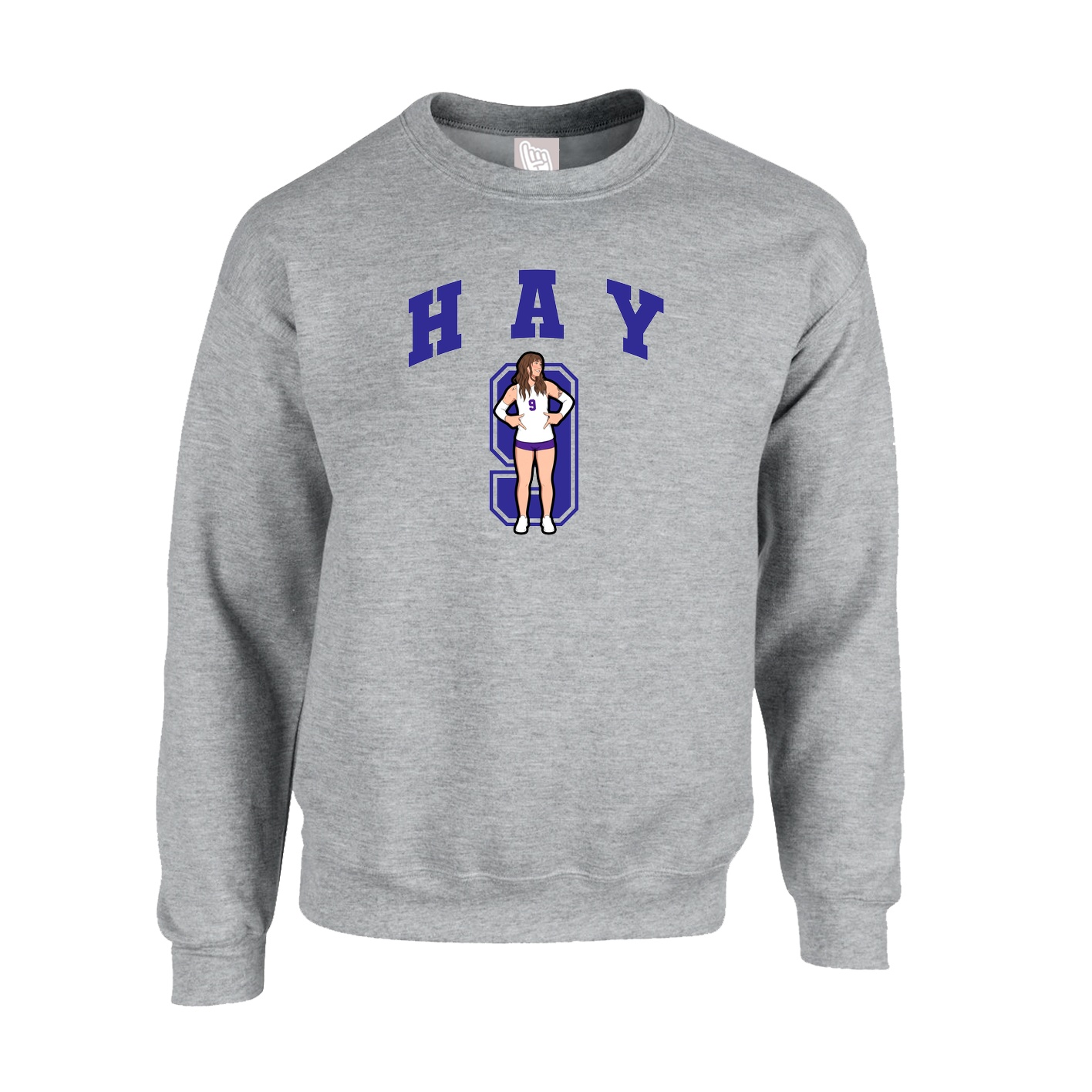 Fleece Crew — Number in Grey