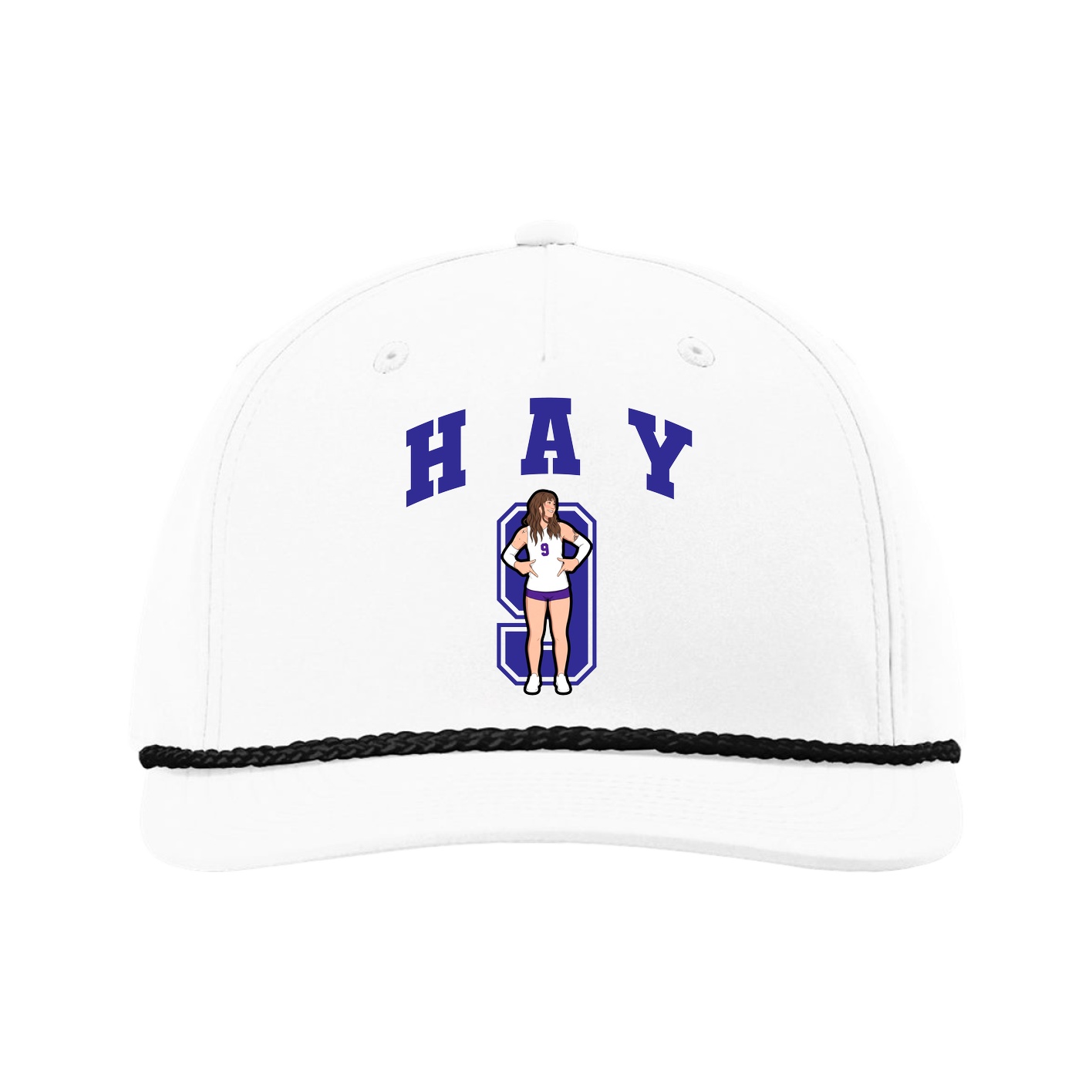 Five-Panel Classic Rope Cap — Number in White