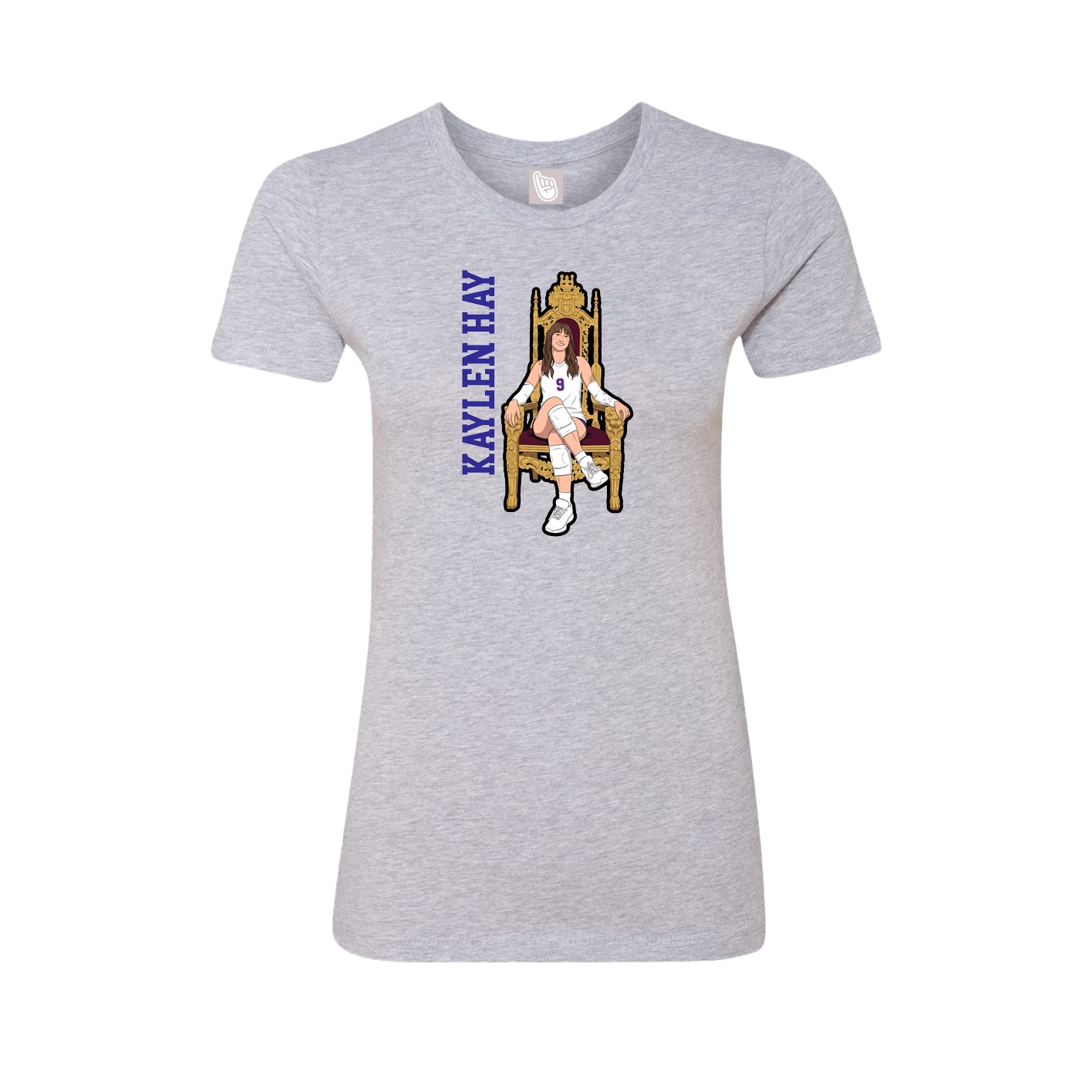 Fitted Women's Tee — Name Vertical in Grey
