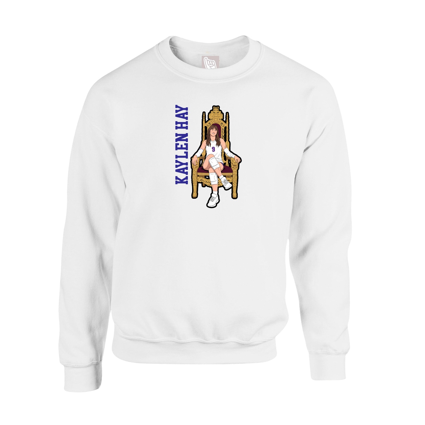 Fleece Crew — Name Vertical in White