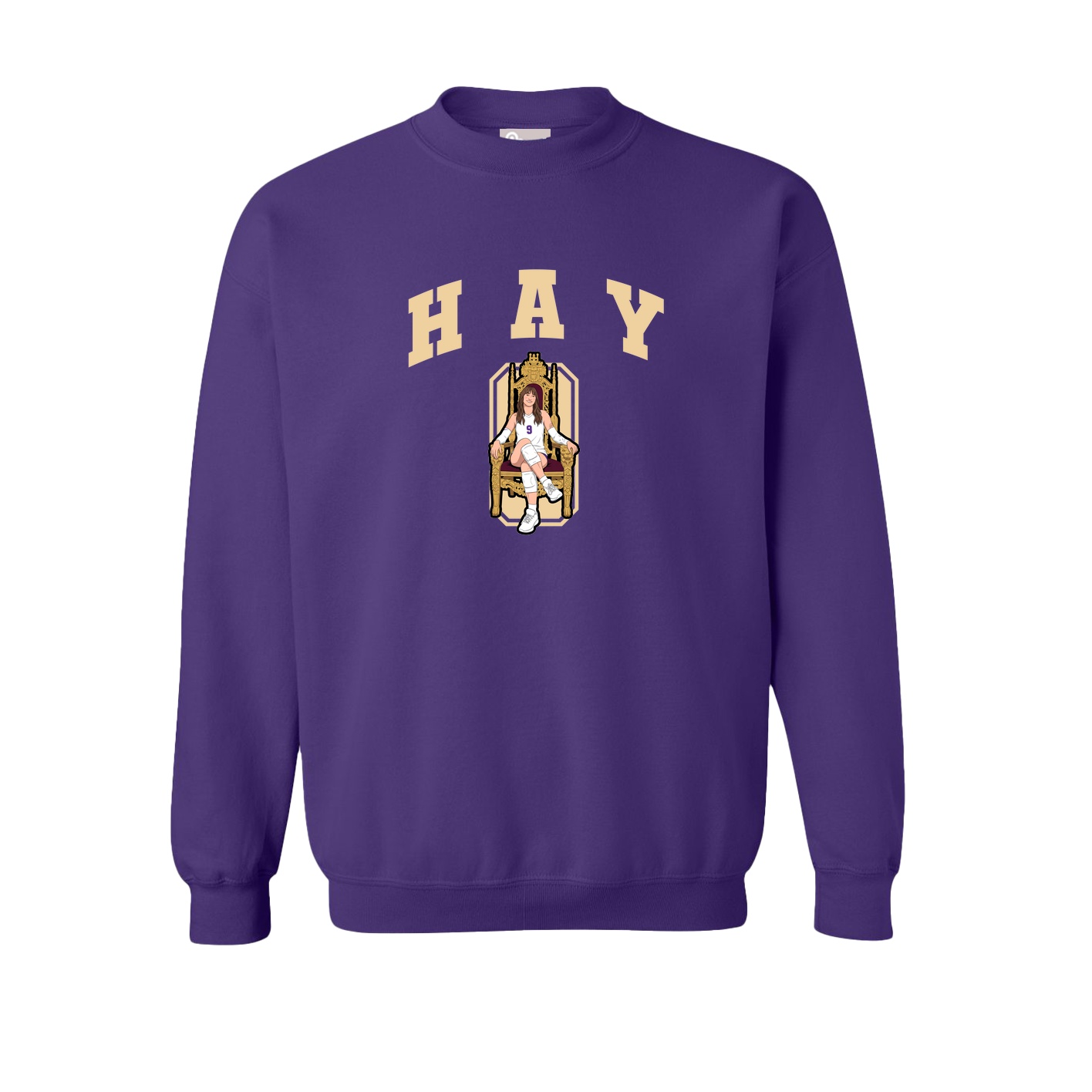 Fleece Crew — Number in Purple