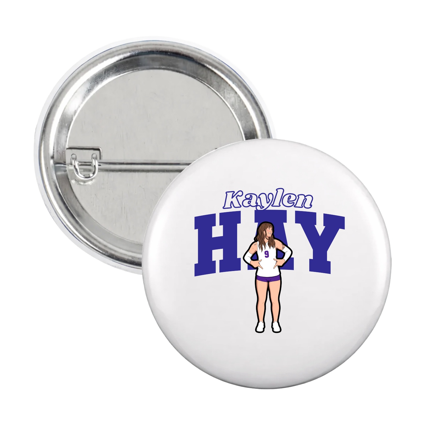 Game Day Button — Name Arch in White