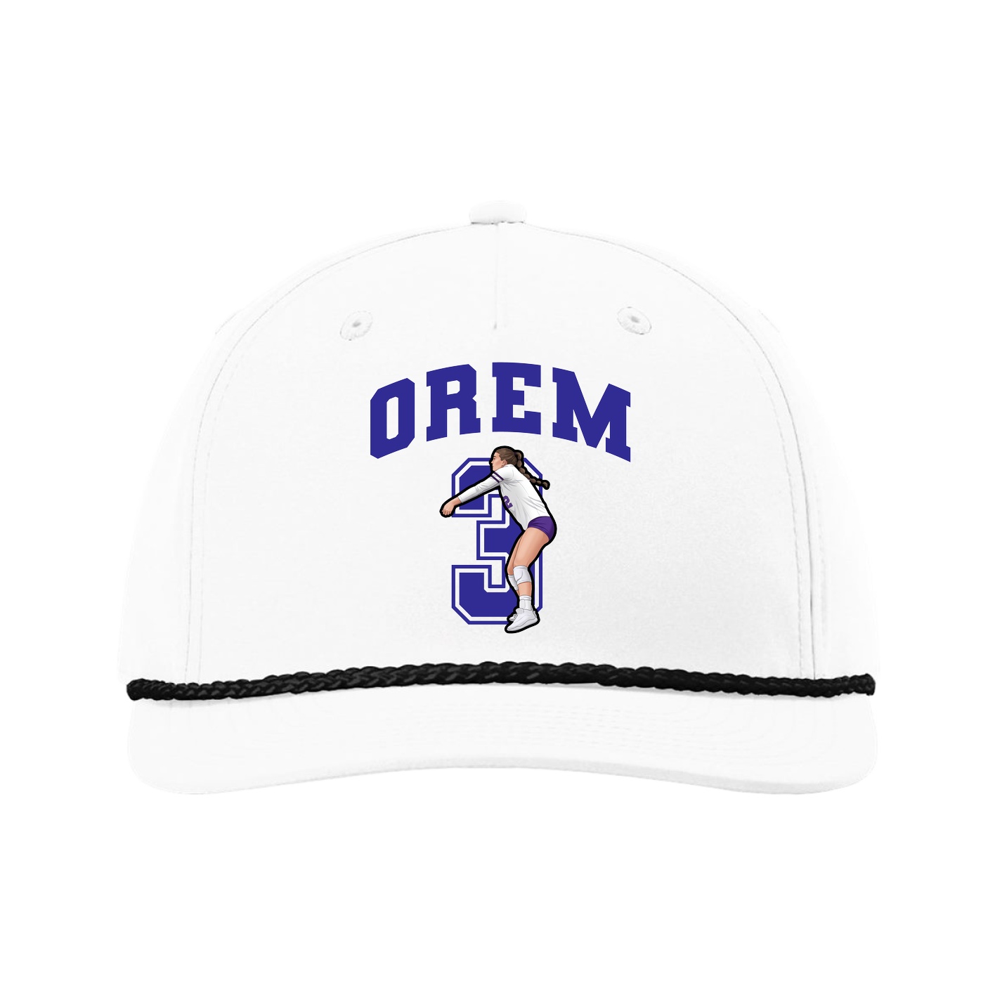 Five-Panel Classic Rope Cap — Number in White