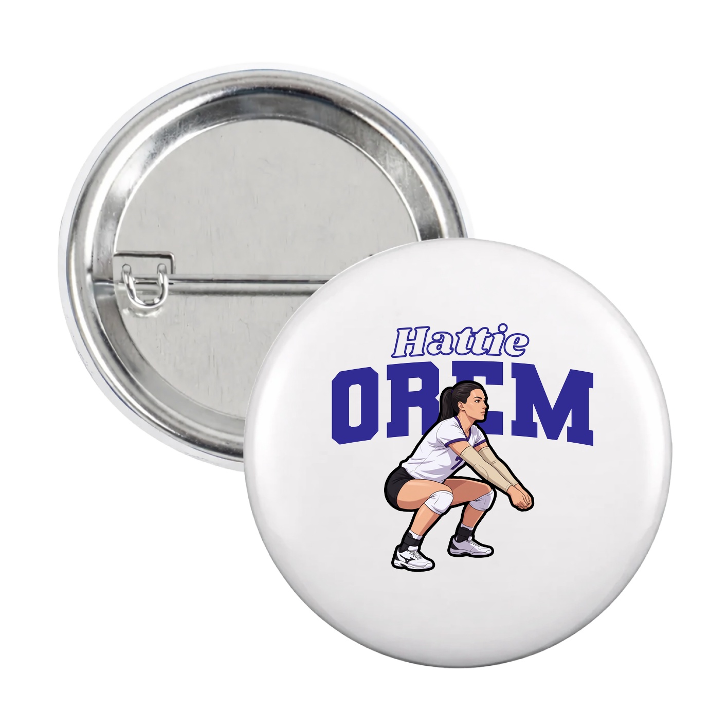 Game Day Button — Name Arch in White