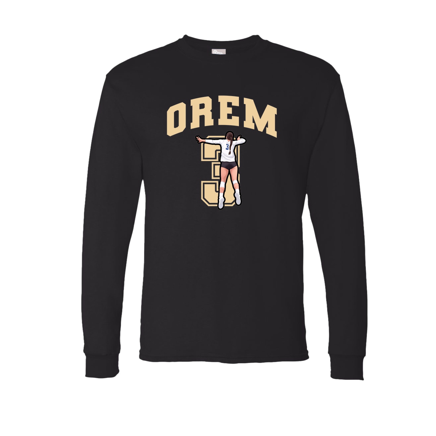 Long Sleeve Tee — Number in Black