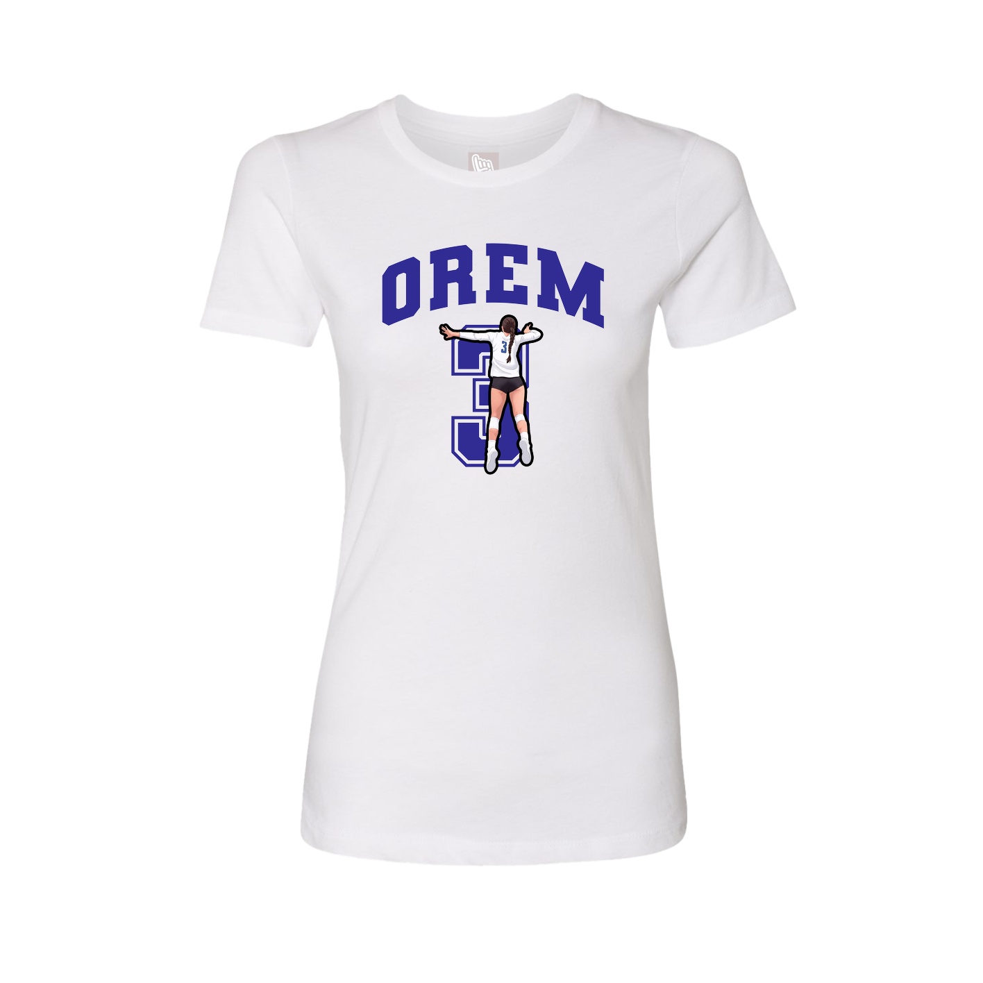 Fitted Women's Tee — Number in White