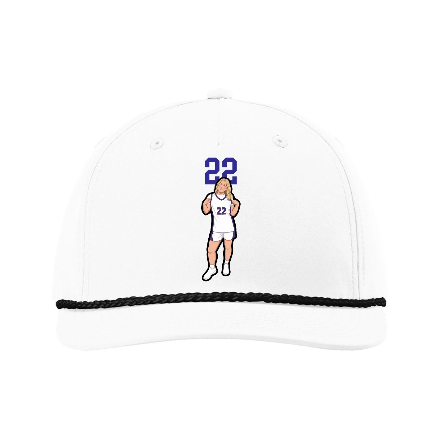 Five-Panel Classic Rope Cap — Number Top in White
