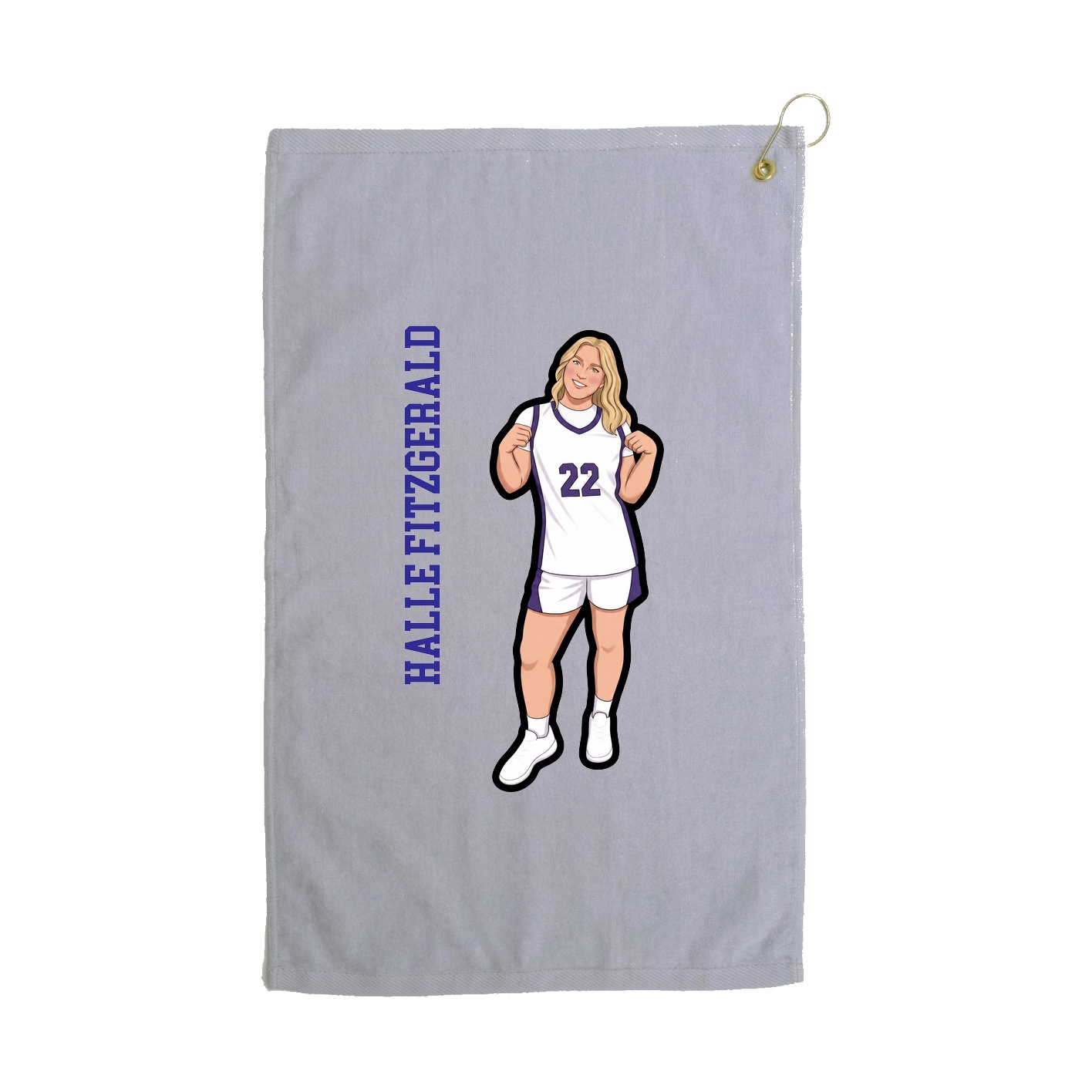 Golf Towel — Name Vertical in Grey