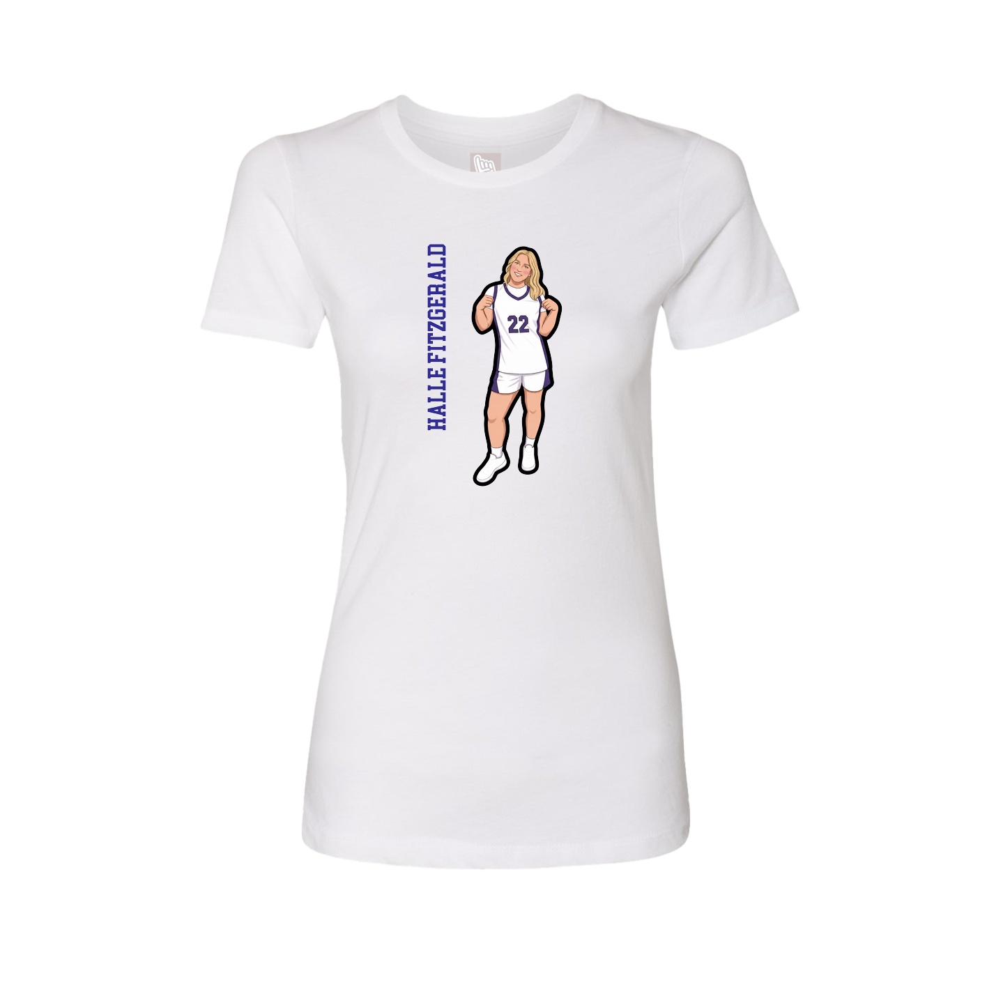 Fitted Women's Tee — Name Vertical in White
