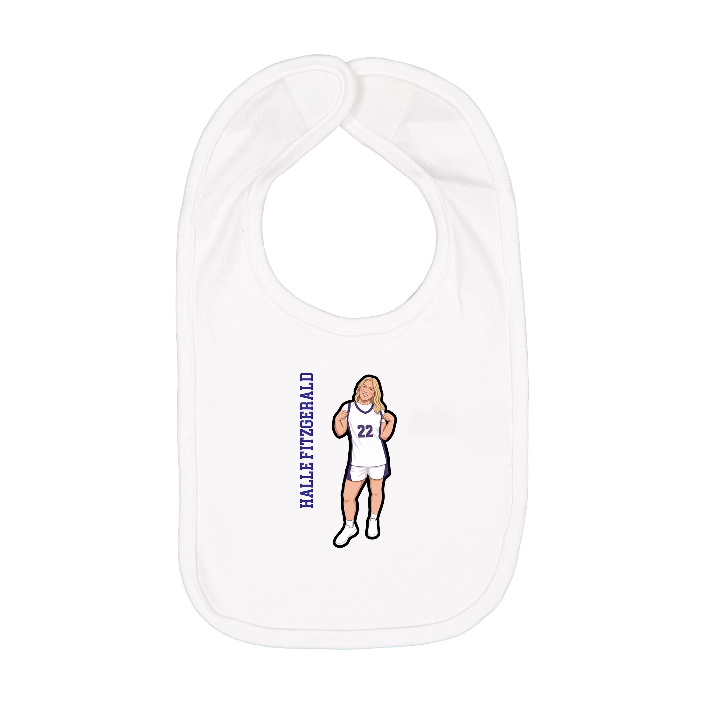 Infant Bib — Name Vertical in White
