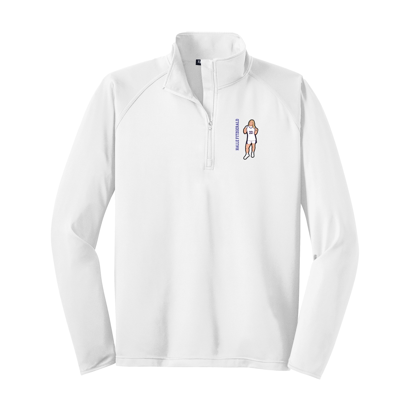 Q-Zip Pullover — Name Vertical in White