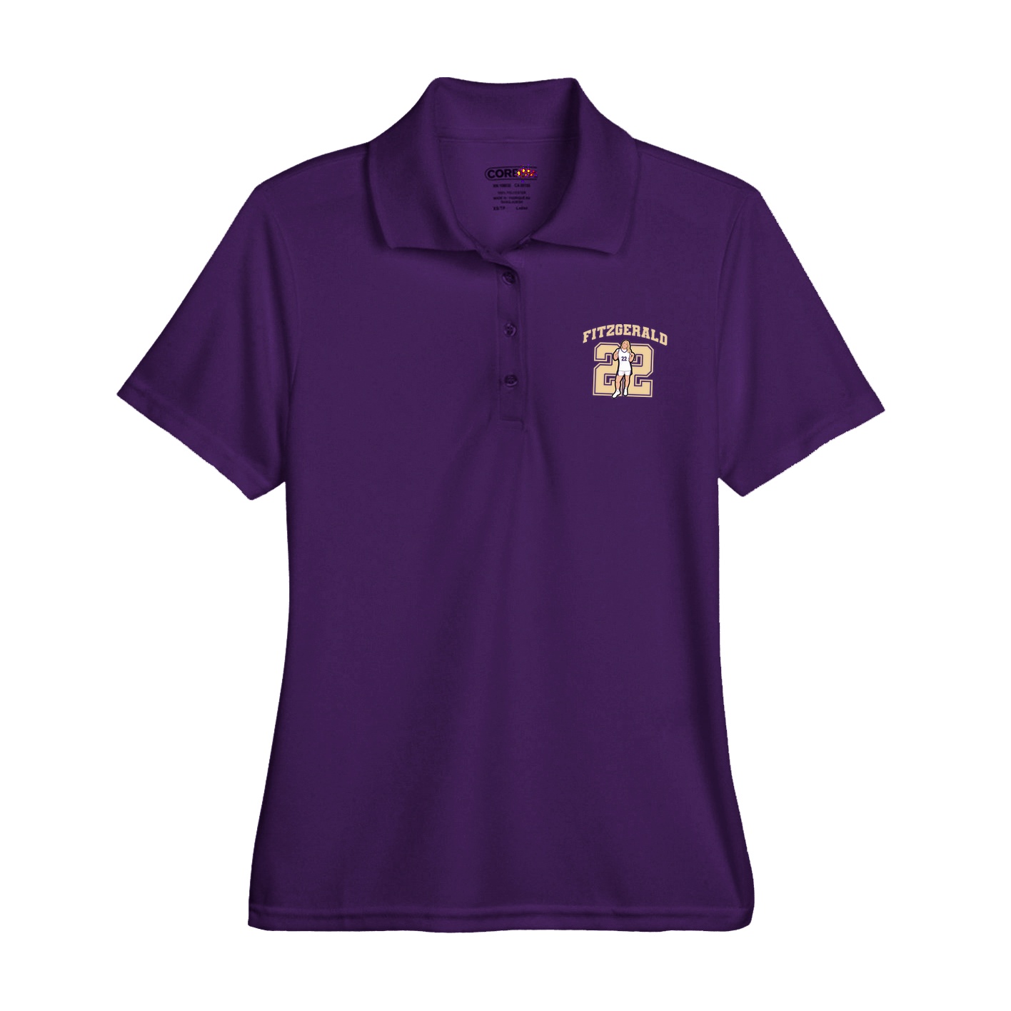 Womens Performance Polo — Number in Purple