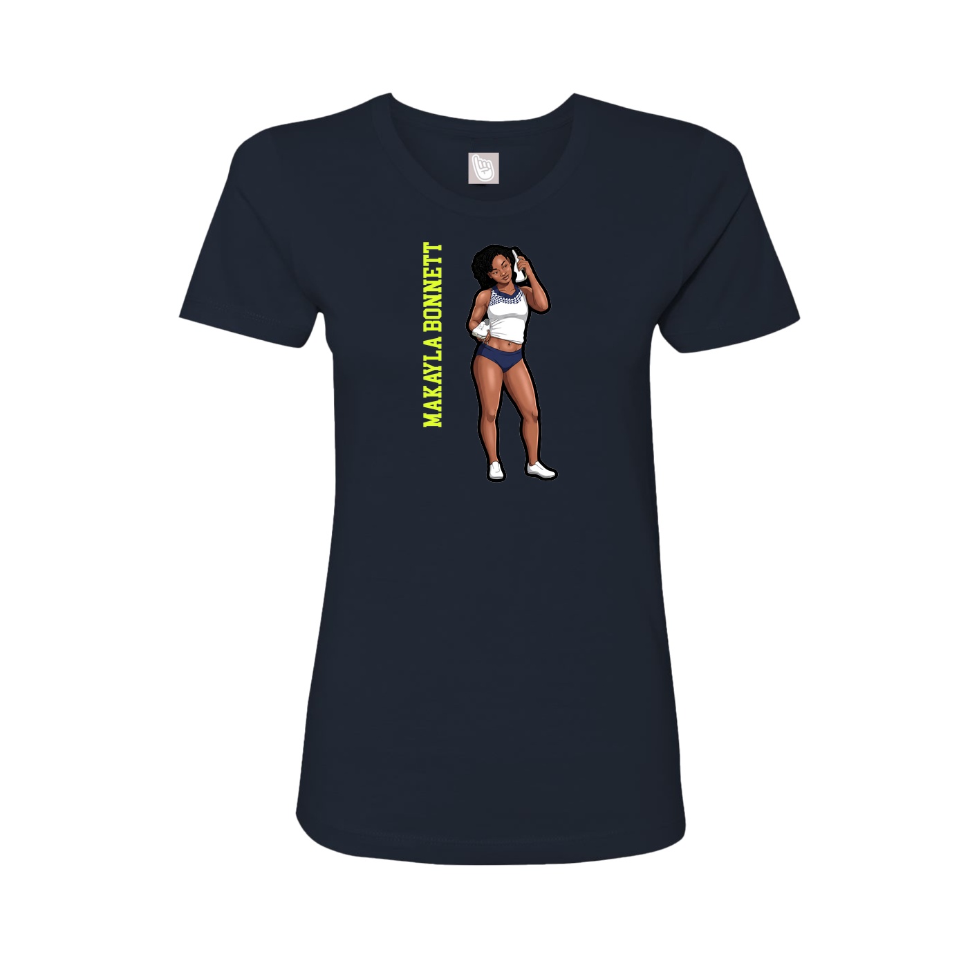 Fitted Women's Tee — Name Vertical in Navy