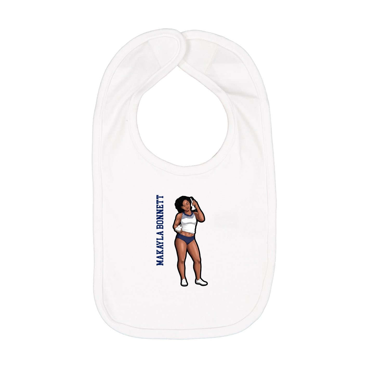 Infant Bib — Name Vertical in White