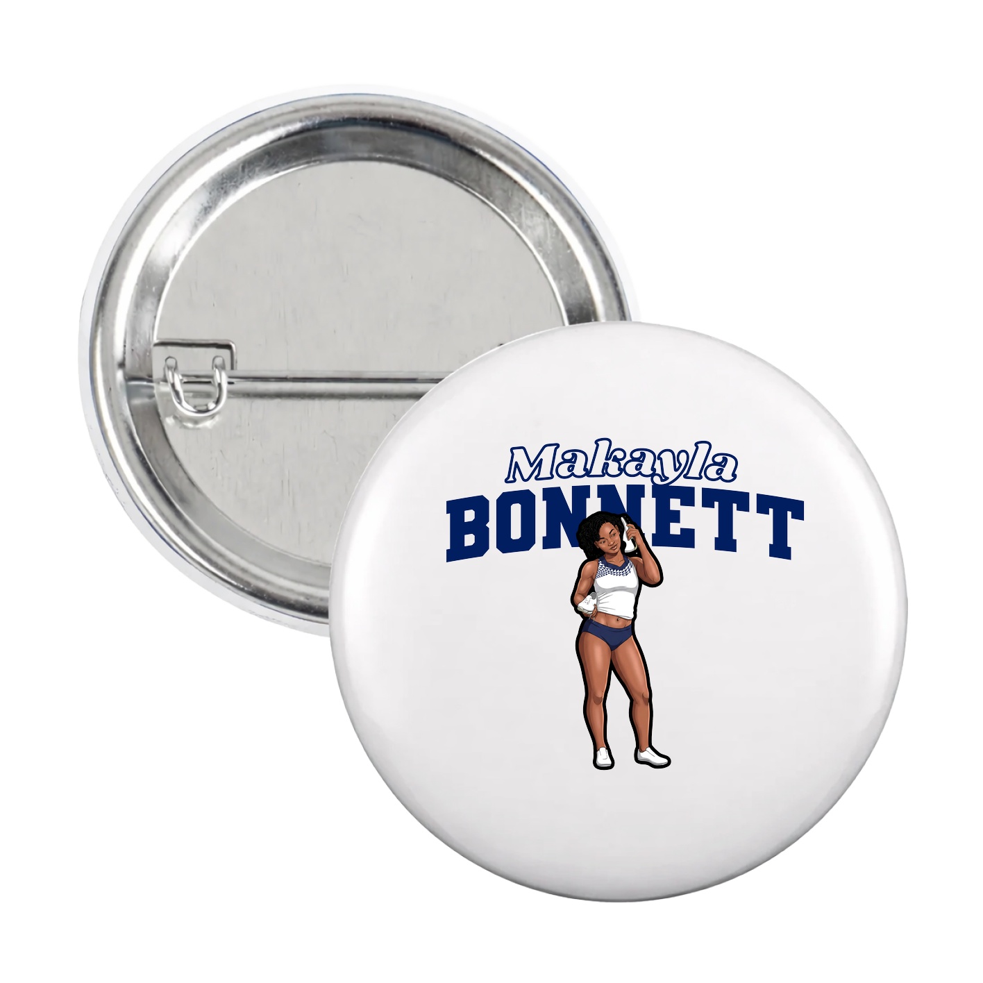 Game Day Button — Name Arch in White