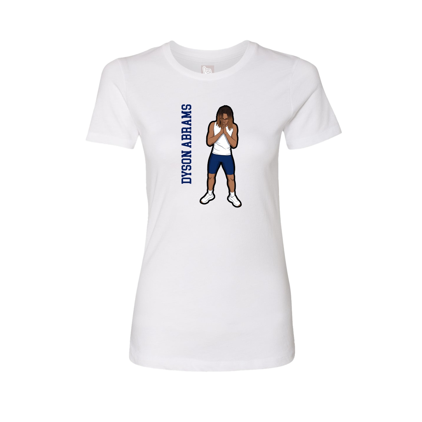 Fitted Women's Tee — Name Vertical in White