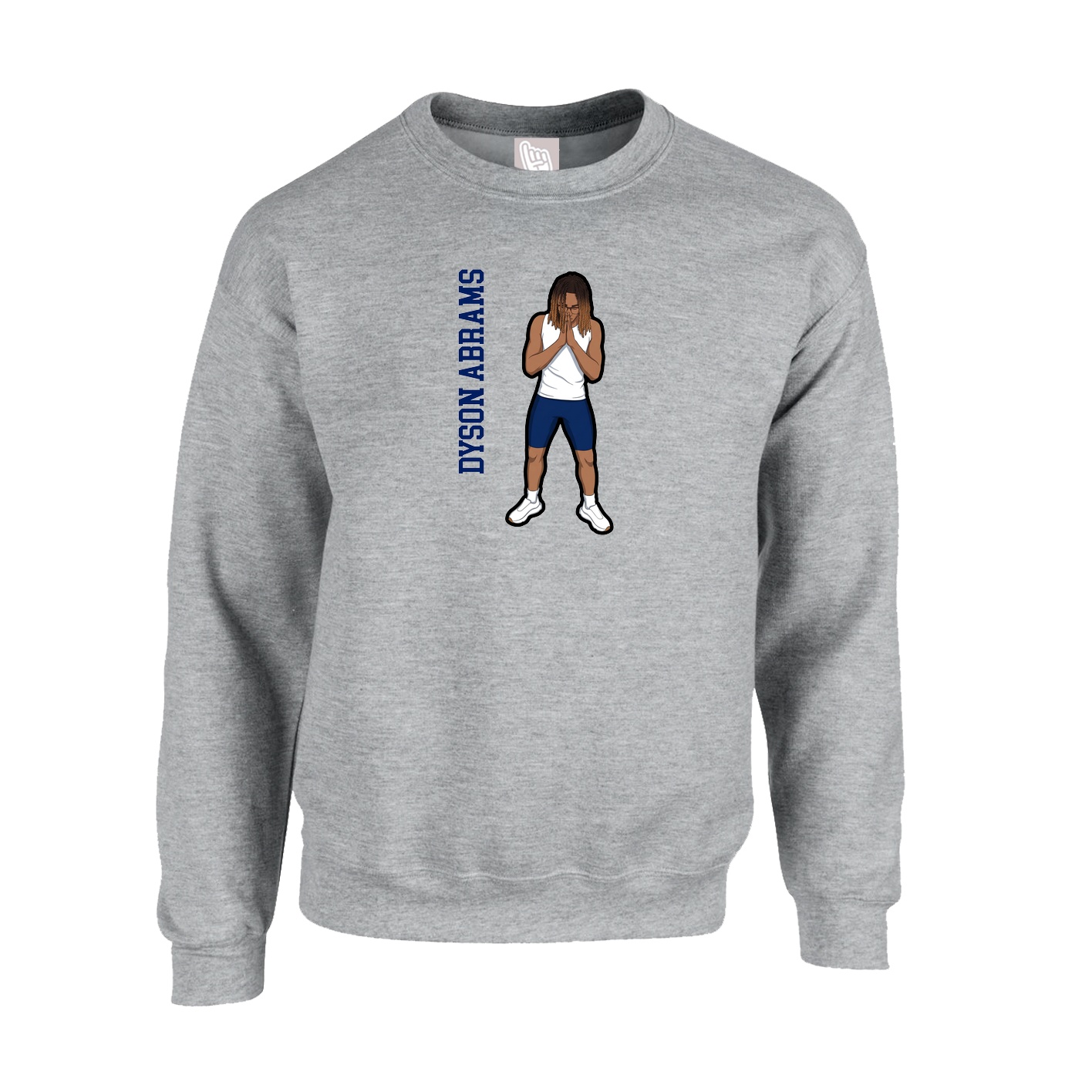 Fleece Crew — Name Vertical in Grey