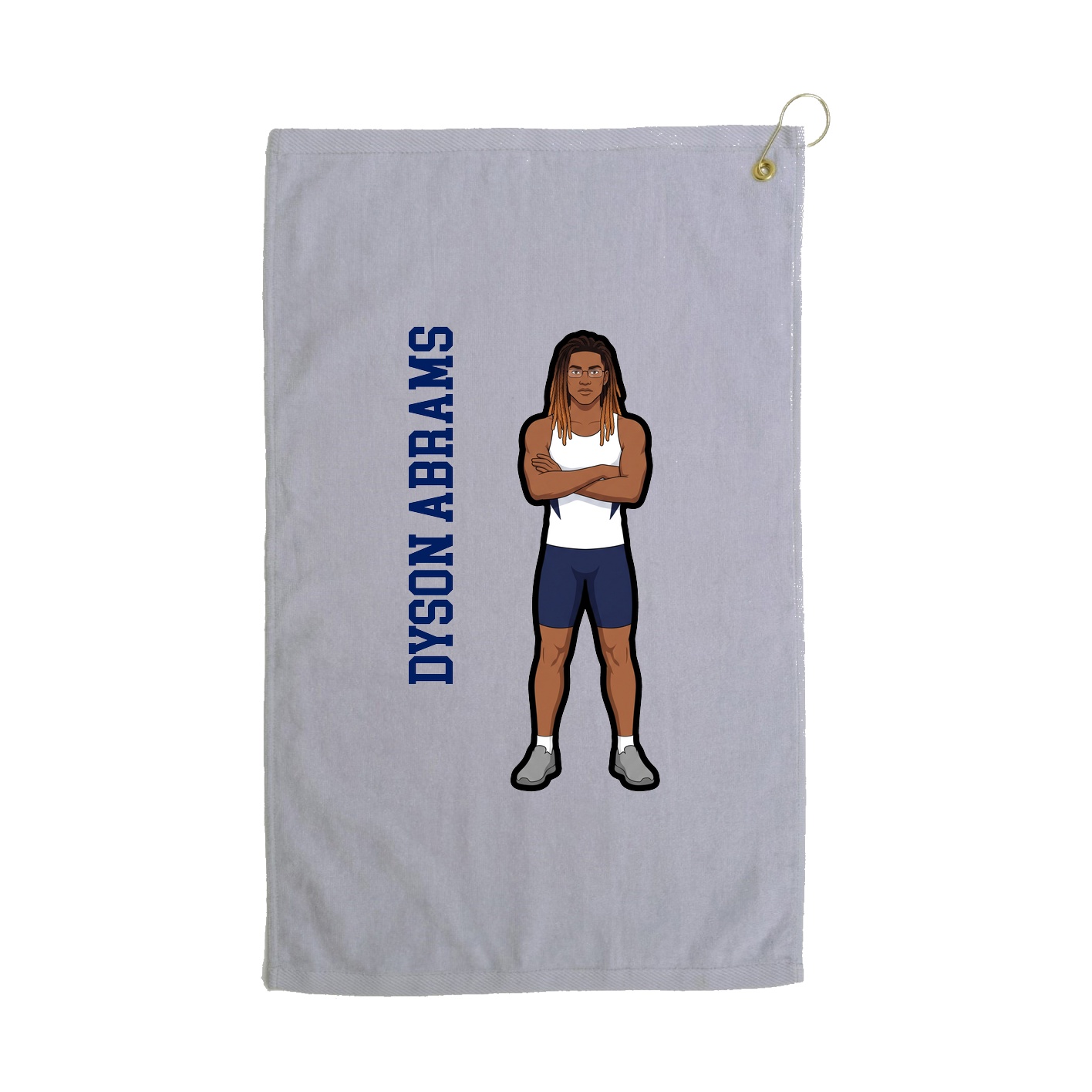 Golf Towel — Name Vertical in Grey