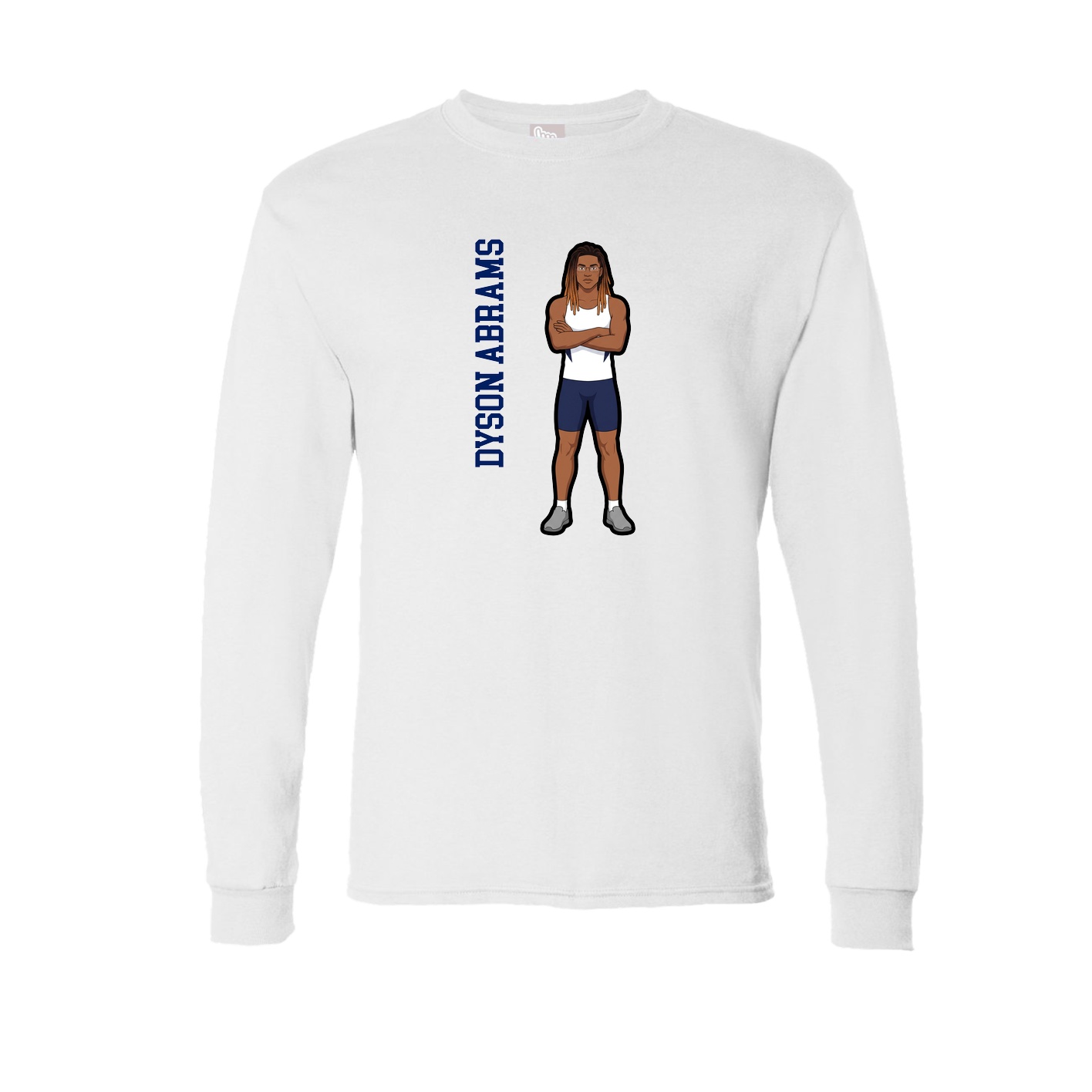 Long Sleeve Tee — Name Vertical in White