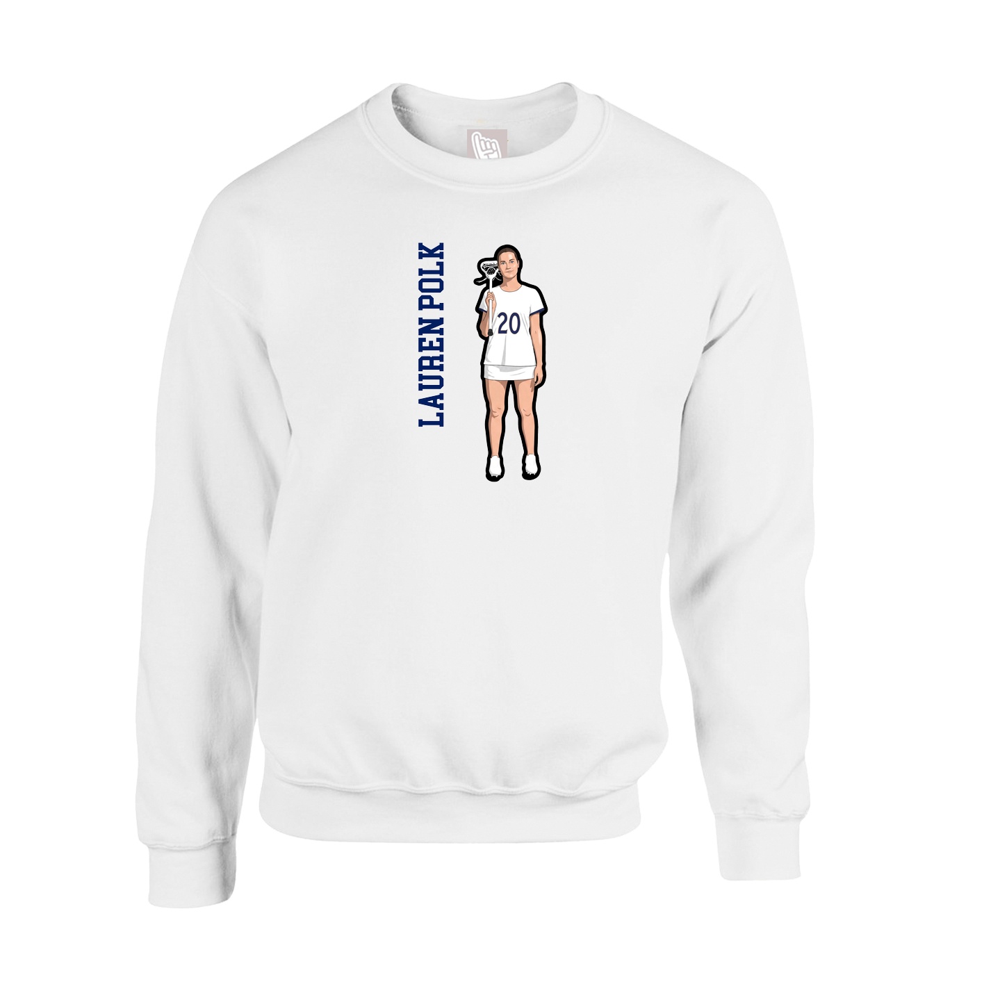 Fleece Crew — Name Vertical in White