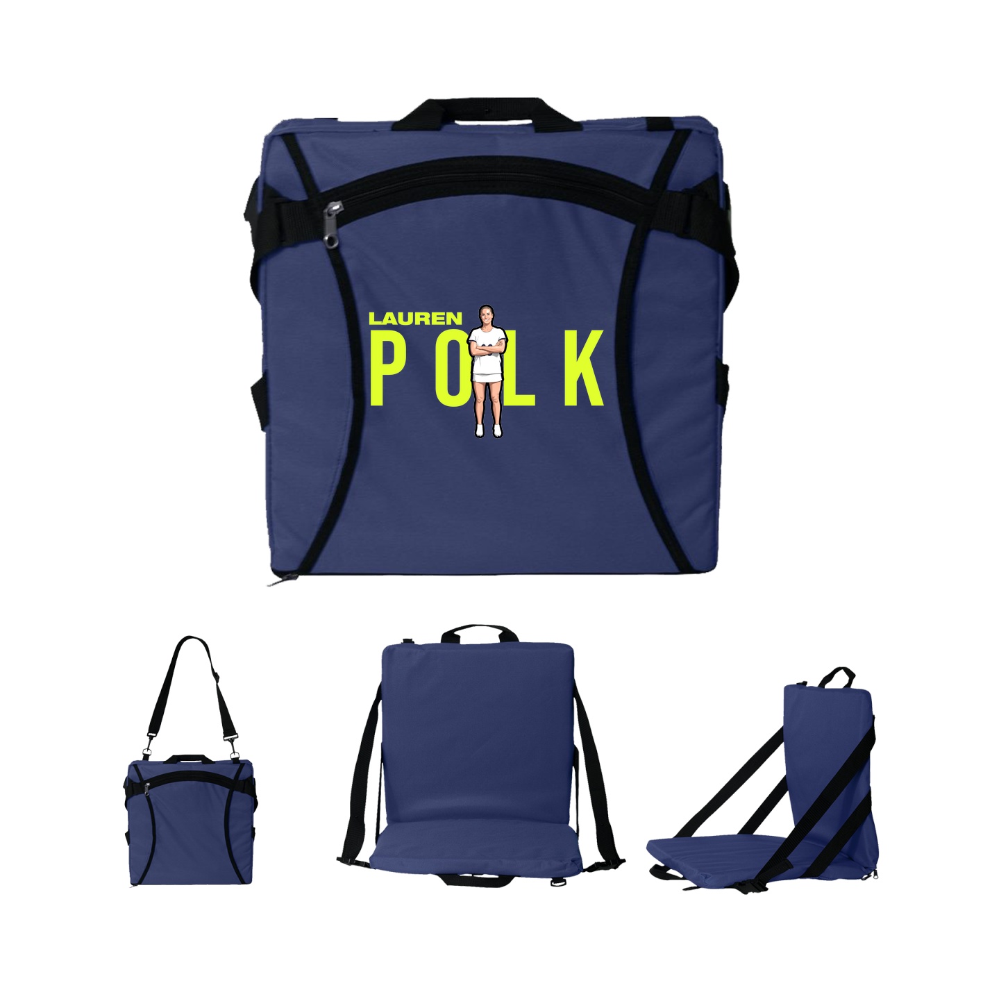 Folding Stadium Seat — Player Name in Navy
