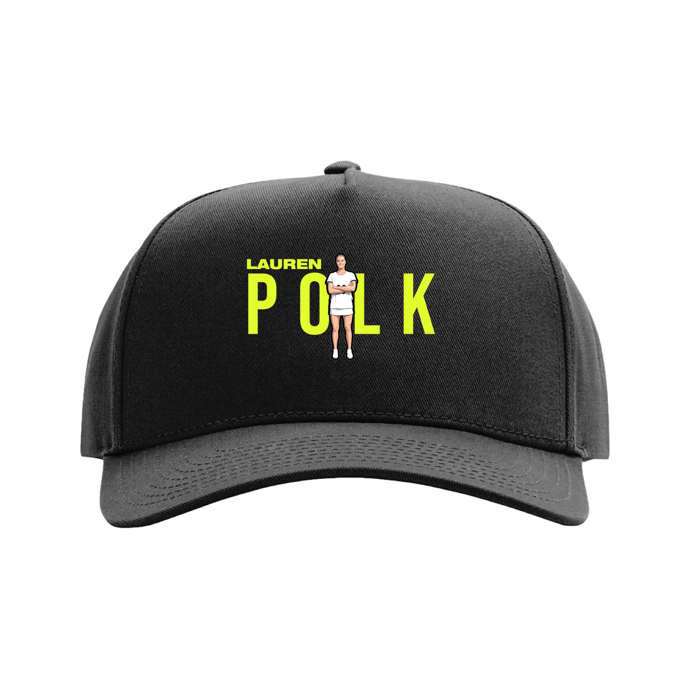 Full Fabric Five-Panel Champ Cap — Player Name in Black