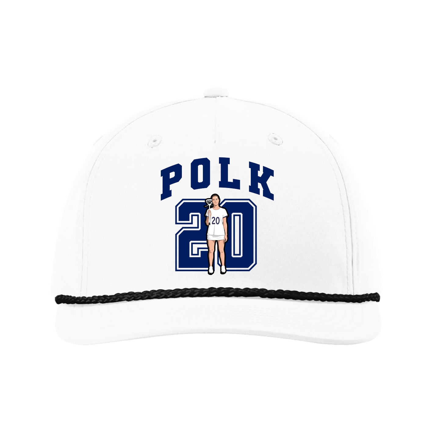 Five-Panel Classic Rope Cap — Number in White
