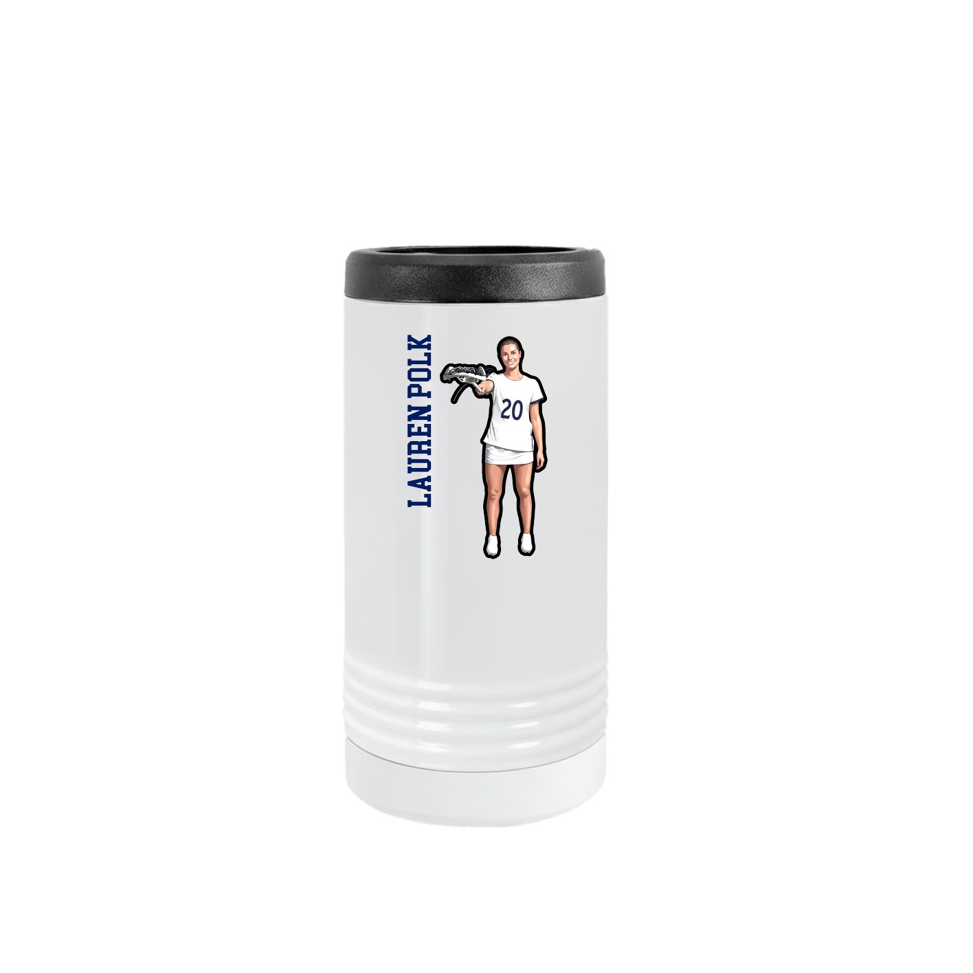 Slim Beverage Holder — Name Vertical in White