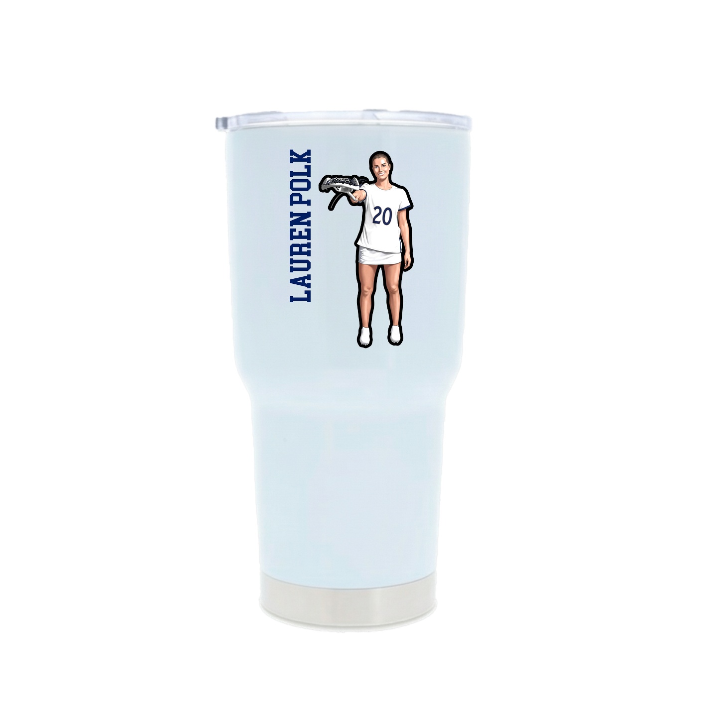 30oz Stainless Steel Tumbler — Name Vertical in White